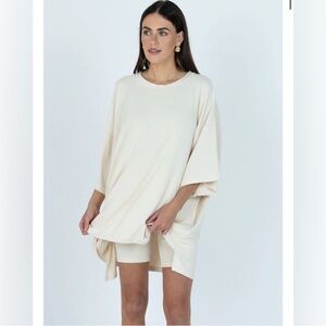 The foxy kind Cream Oversized T-Shirt and Shorts Set